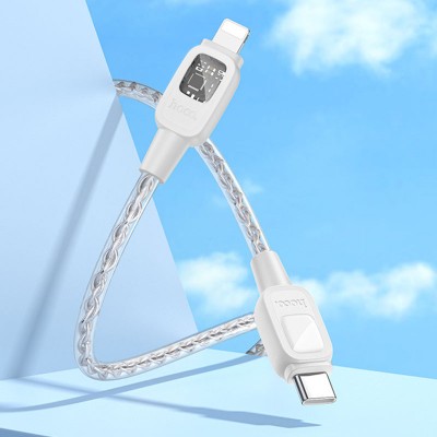 Дата кабель Hoco U124 Stone silicone power-off Type-C to Lightning (1.2m)