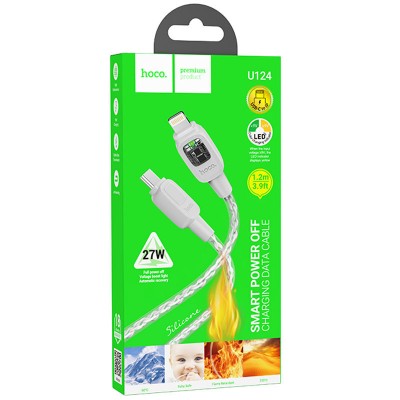 Дата кабель Hoco U124 Stone silicone power-off Type-C to Lightning (1.2m)