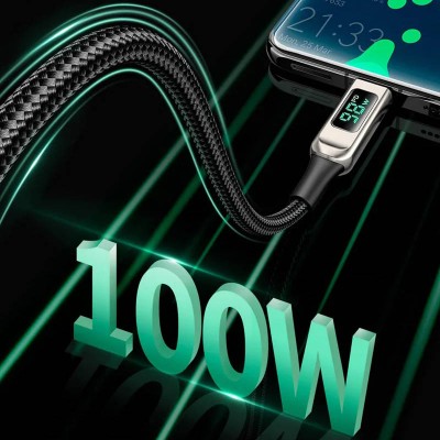 Дата кабель Acefast C6-03 USB-C to USB-C 100W zinc alloy digital display braided (2m)