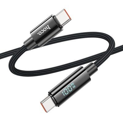 Дата кабель Hoco U125 Benefit 100W Type-C to Type-C with display (1.2m)