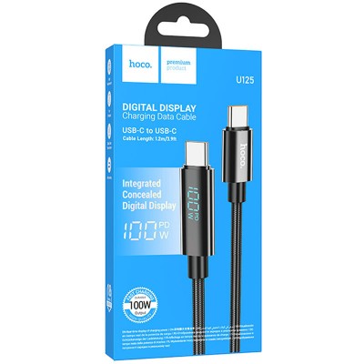 Дата кабель Hoco U125 Benefit 100W Type-C to Type-C with display (1.2m)
