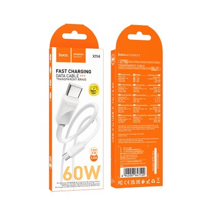 Дата кабель Hoco X114 Energy Type-C to Type-C 60W (1m)