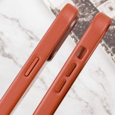 Кожаный чехол Leather Case (AAA) with MagSafe and Animation для Apple iPhone 14 (6.1")