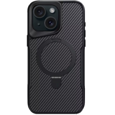 TPU+PC чехол Metal Buttons with MagSafe Carbon Ring для Apple iPhone 15 (6.1")