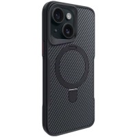 TPU+PC чехол Metal Buttons with MagSafe Carbon Ring для Apple iPhone 15 (6.1")