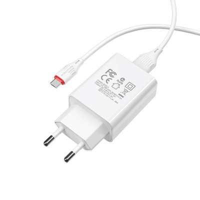СЗУ Borofone BA21A Long journey QC3.0 3A (1USB-A) + кабель USB to MicroUSB