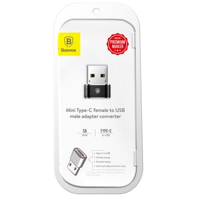 Переходник Baseus USB Male To Type-C Female Adapter Converter 3A (CAAOTG-01)