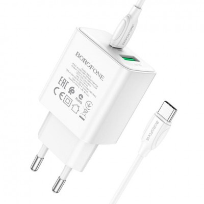 СЗУ Borofone BA67A PD20W+QC3.0 (1USB-A/1C) + кабель Type-C to Type-C